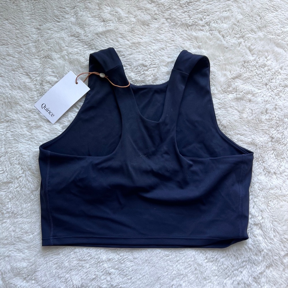 Quince Ultra-Form High Neck Crop Bra Navy Blue Women Size Small Athletic Top NWT - Picture 5 of 10